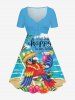 Parrot Fruit Juice Hibiscus Flower Seascape Print Matching Hawaii Beach Outfit For Couples -  
