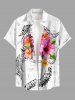 Ensemble de plage hawaïen assorti grande taille à imprimé fleurs d'hibiscus pour couples - Blanc 