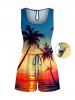Matching Hawaii Shirt and Romper Beach Outfit Coconut Tree Sea Ombre Dusk Sunset Printed for Couples -  