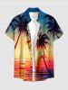 Matching Hawaii Shirt and Romper Beach Outfit Coconut Tree Sea Ombre Dusk Sunset Printed for Couples -  