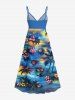 Coconut Tree Flowers Print Surplice Hawaii Cami Dress -  