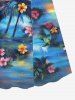 Coconut Tree Flowers Print Surplice Hawaii Cami Dress -  