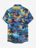 Plus Size Coconut Tree Flowers Print Buttons Pocket Hawaii Shirt For Men -  