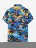 Chemise hawaïenne grande taille pour homme, imprimée de fleurs de cocotiers, avec boutons et poche. - Bleu Ciel M