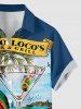 Chemise à poches boutonnées grande taille pour homme, imprimée de cocotiers, de perroquets et de paysages marins d'Hawaï. - Bleu profond 6XL
