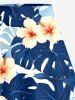 Jupe trapèze fendue hawaïenne à imprimé floral tropical et feuilles d'hibiscus grande taille - Bleu 5X