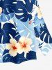 Jupe trapèze fendue hawaïenne à imprimé floral tropical et feuilles d'hibiscus grande taille - Bleu 5X