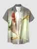 Kung Fu Rooster Beer Print Buttons Pocket Hawaii Shirt For Men -  