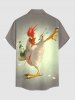 Kung Fu Rooster Beer Print Buttons Pocket Hawaii Shirt For Men -  