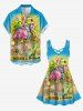 Robe à bretelles croisées à imprimé papillon et flamant rose, grande taille, style hawaïen - Bleu Ciel S