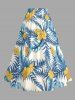 Plus Size Tropical Leaf Hibiscus Flower Print Hawaii Split A Line Skirt -  