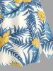Plus Size Tropical Leaf Hibiscus Flower Print Hawaii Split A Line Skirt -  