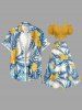 Plus Size Tropical Leaf Hibiscus Flower Print Hawaii Split A Line Skirt -  