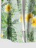 Plus Size Tropical Leaf Hibiscus Flower Print Hawaii Button Pocket Shirt For Men -  