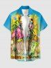 Chemise hawaïenne grande taille pour homme, imprimé papillons et flamants roses, avec poches et boutons, style jus de fruits. - Bleu Poudre L