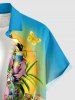 Chemise hawaïenne grande taille pour homme, imprimé papillons et flamants roses, avec poches et boutons, style jus de fruits. - Bleu Poudre 6XL