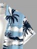 Chemise hawaïenne grande taille pour homme, imprimée cocotiers et nuages, paysage marin, boutons et poche. - Bleu clair 4XL