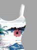 Plus Size Coconut Tree Flowers Mountain Print Hawaii Tank Dress -  