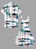 Plus Size Coconut Tree Flowers Mountain Print Hawaii Tank Dress -  