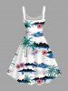 Plus Size Coconut Tree Flowers Mountain Print Hawaii Tank Dress -  
