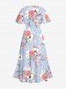 Robe mi-longue hawaïenne fendue à imprimé floral grande taille - Violet clair XXS