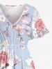 Robe mi-longue hawaïenne fendue à imprimé floral grande taille - Violet clair XXS