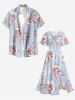Robe mi-longue hawaïenne fendue à imprimé floral grande taille - Violet clair XXS