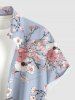 Chemise hawaïenne grande taille à imprimé floral, boutons et poches pour homme - Violet clair M