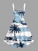 Robe débardeur hawaïenne imprimée cocotiers et nuages pour grandes tailles - Bleu clair 5X