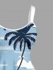 Robe débardeur hawaïenne imprimée cocotiers et nuages pour grandes tailles - Bleu clair 5X