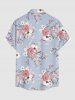 Chemise hawaïenne grande taille à imprimé floral, boutons et poches pour homme - Violet clair M