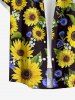 Chemise hawaïenne à imprimé tournesol grande taille et poches boutonnées pour hommes - Jaune S