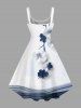 Plus Size Flower Branch Print Hawaii A Line Dress -  