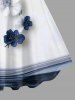 Plus Size Flower Branch Print Hawaii A Line Dress -  