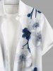 Chemise hawaïenne à imprimé floral et poches boutonnées grande taille pour hommes - Blanc XL