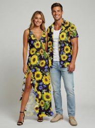 Sunflower Print Matching Hawaii Beach Outfit For Couples -  