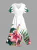 Tropical Leaf Hibiscus Flower Print Matching Hawaii Beach Outfit For Couples -  