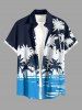 Matching Hawaii Shirt and Romper Plus Size Beach Outfit Coconut Tree Sea Colorblock Printed for Couples -  