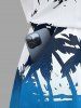 Matching Hawaii Shirt and Romper Plus Size Beach Outfit Coconut Tree Sea Colorblock Printed for Couples -  