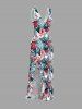 Hibiscus Flowers Tropical Leaf Print Hawaii Ruffles Split Surplice Dress -  