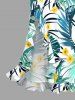 Robe hawaïenne à imprimé floral tropical et feuilles, à volants et fente cache-cœur - Vert M
