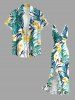 Robe hawaïenne à imprimé floral tropical et feuilles, à volants et fente cache-cœur - Vert M