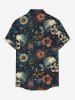 Skulls Flowers Print Buttons Pocket Hawaii Shirt For Men -  