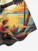 Robe débardeur grande taille à imprimé perroquet, cocotier, fleurs, soleil et paysage marin, style hawaïen - Brun Doré 6X
