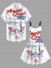 Coconut Tree Seascape Letter Print Hawaii A Line Dress - Blanc L
