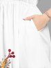 Tropical Leaf Hibiscus Flower Print Hawaii Split Pocket A Line Midi Dress -  