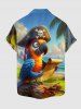 Chemise à poches boutonnées grande taille pour homme, imprimé perroquet pirate, croisière hawaïenne - Bleu Ciel 4XL