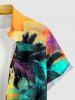 Coconut Tree Sea Waves Hibiscus Flower Print Hawaii Button Pocket Shirt For Men -  