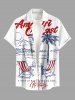 Coconut Tree Seascape Letter Print Hawaii Button Pocket Shirt For Men -  