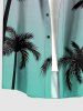 Coconut Tree Ombre Print Buttons Pocket Hawaii Shirt For Men -  